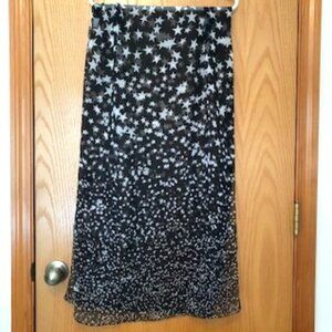 Vintage One Star Brand Oblong Spangled Black White Stars Large Small Scarf